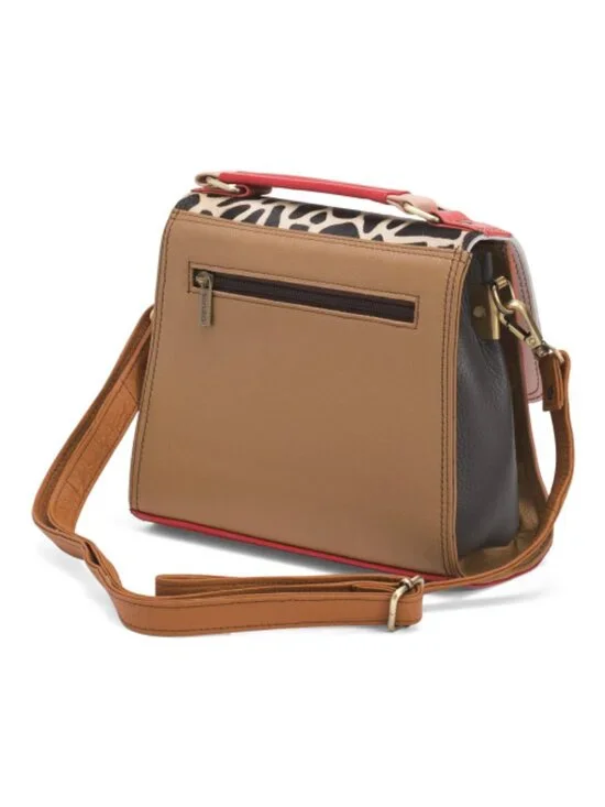 SORUKA Leather Vivian Animal Print Satchel - Picture 3 of 5